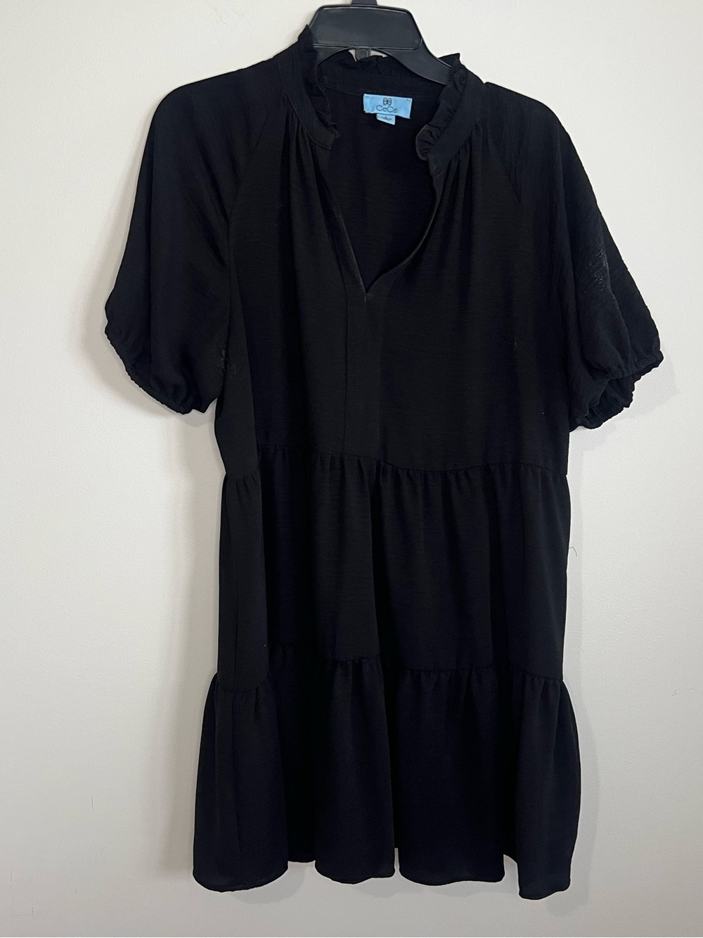 CeCe Black Ruffled Collar Dress
